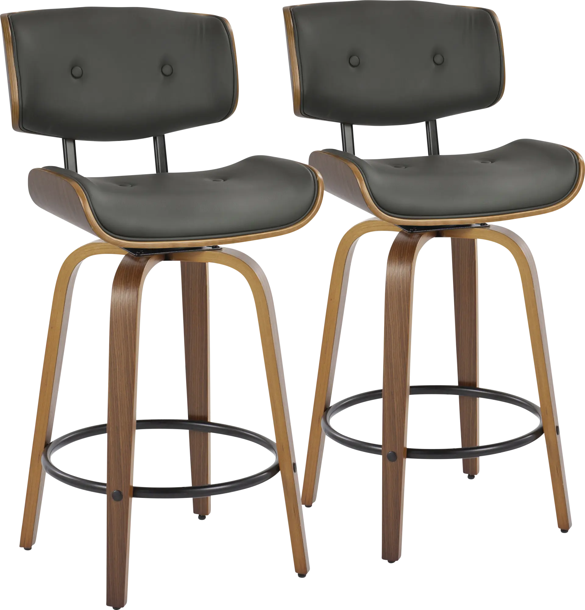 Tesshire II Gray Swivel Counter Height Stool, Set of 2