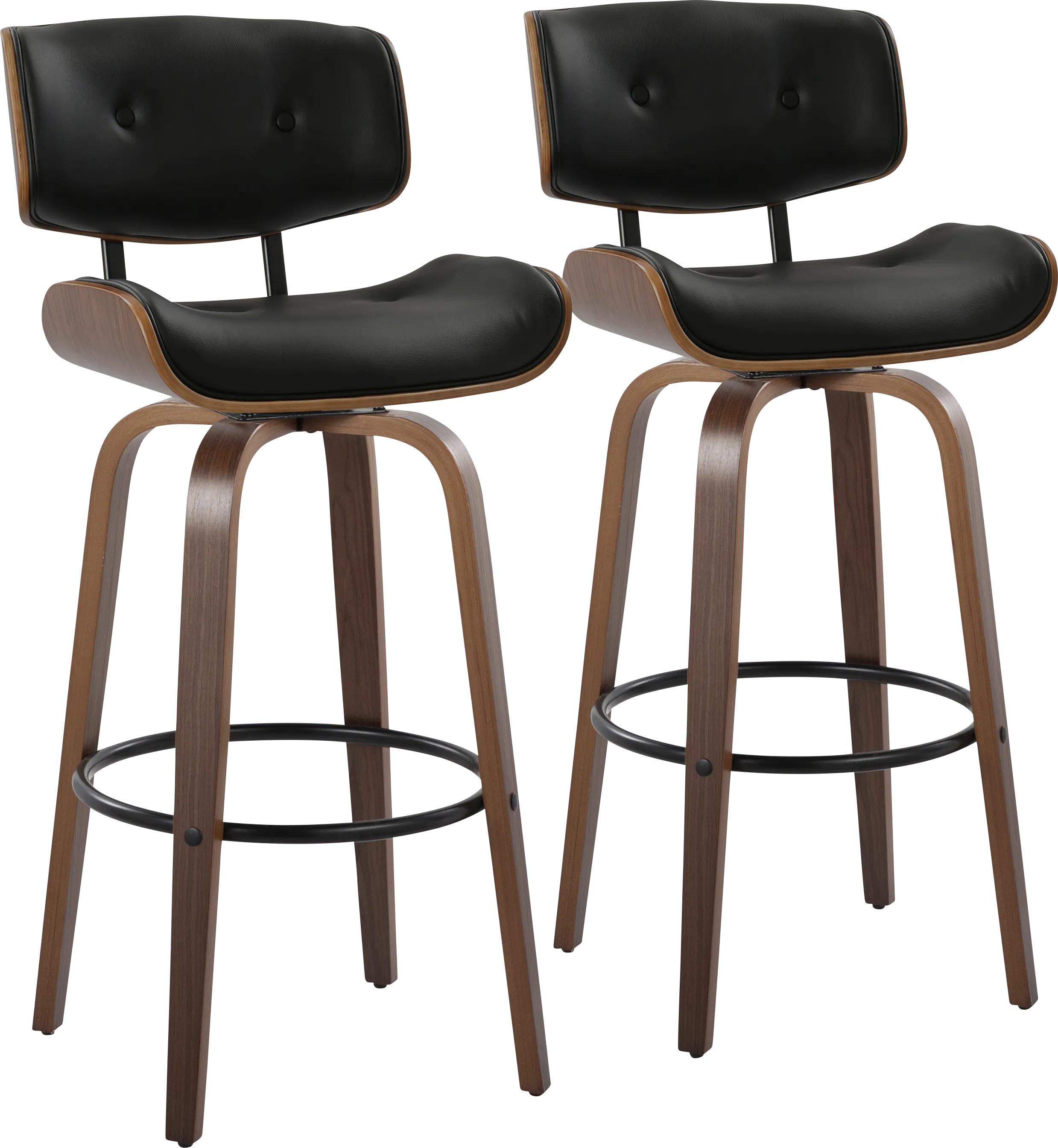 Tesshire II Black Swivel Barstool, Set of 2 - Thumbnail - Image 1