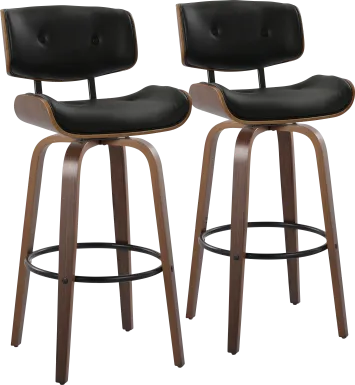 Tesshire II Black Swivel Barstool, Set of 2