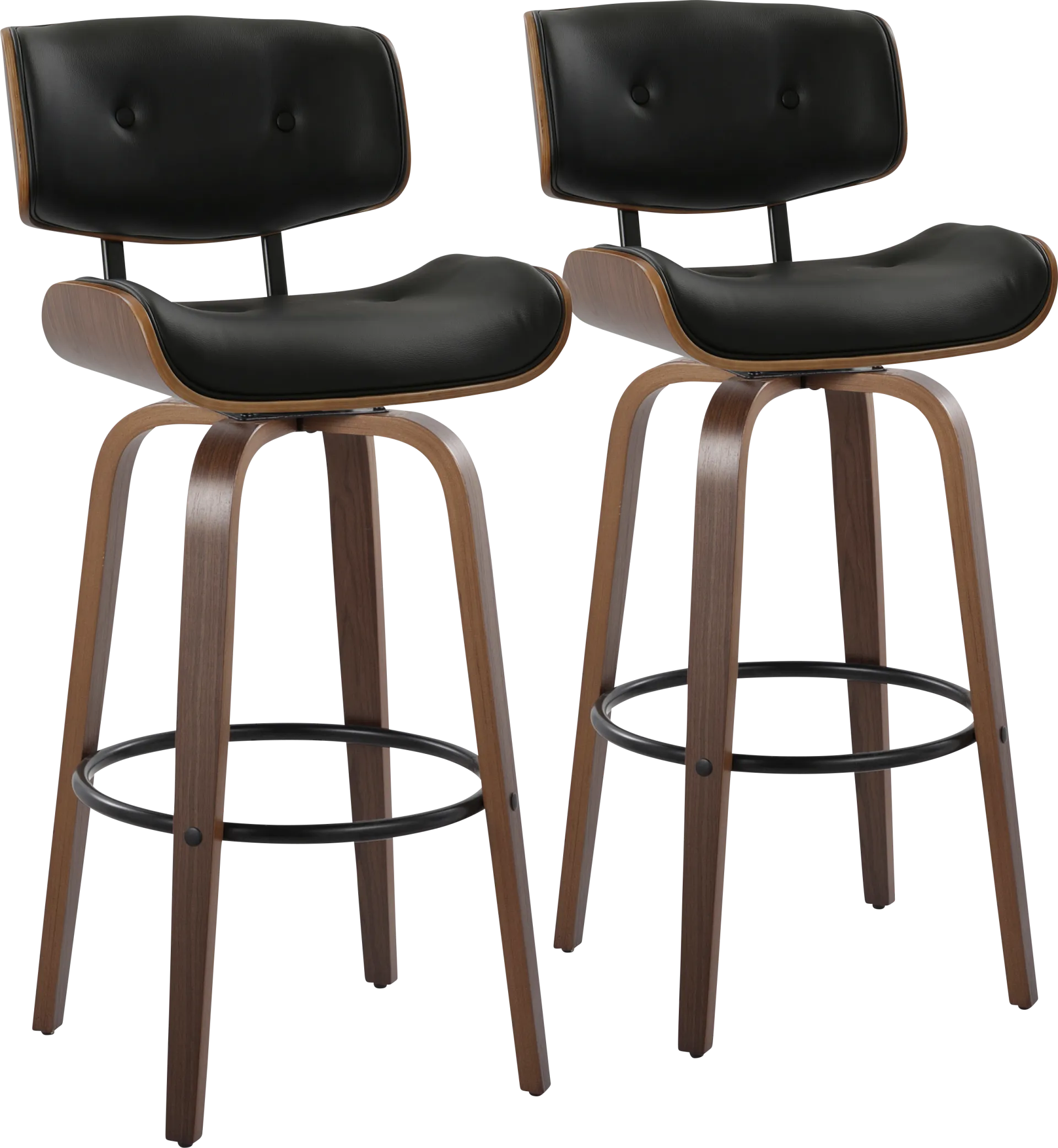 Tesshire II Black Swivel Barstool, Set of 2 - Image 1