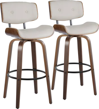 Tesshire II Cream Swivel Barstool, Set of 2