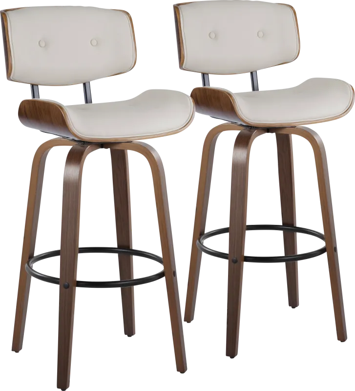 Tesshire II Cream Swivel Barstool, Set of 2