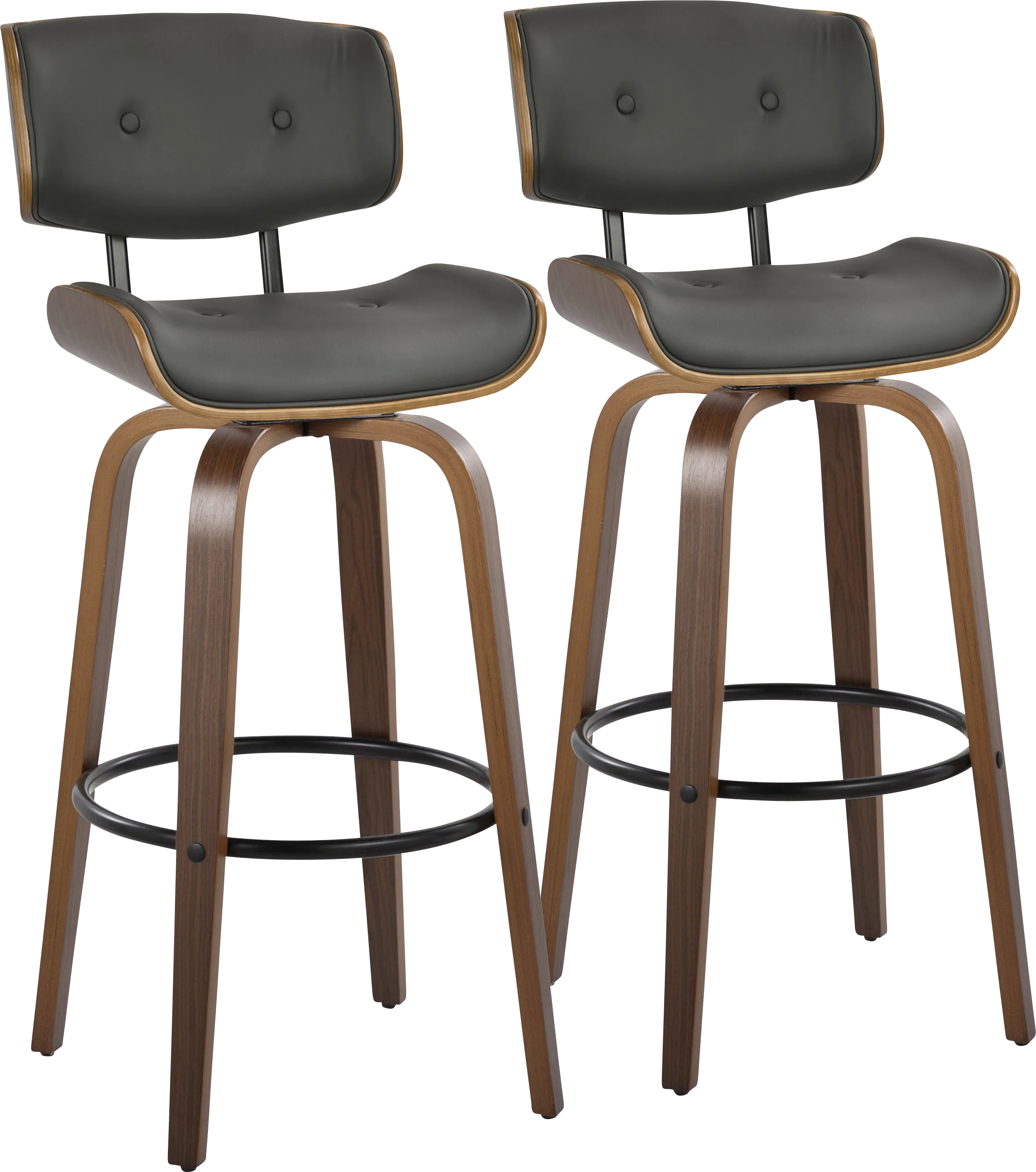 Tesshire II Charcoal Swivel Barstool, Set of 2 - Thumbnail - Image 1