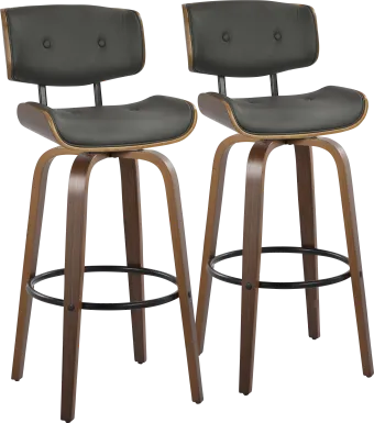 Tesshire II Charcoal Swivel Barstool, Set of 2