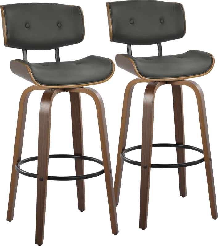 Tesshire II Charcoal Swivel Barstool, Set of 2