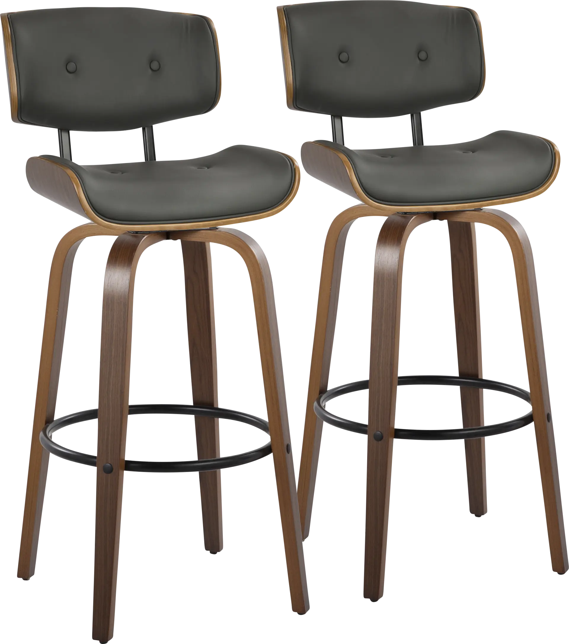 Tesshire II Charcoal Swivel Barstool, Set of 2