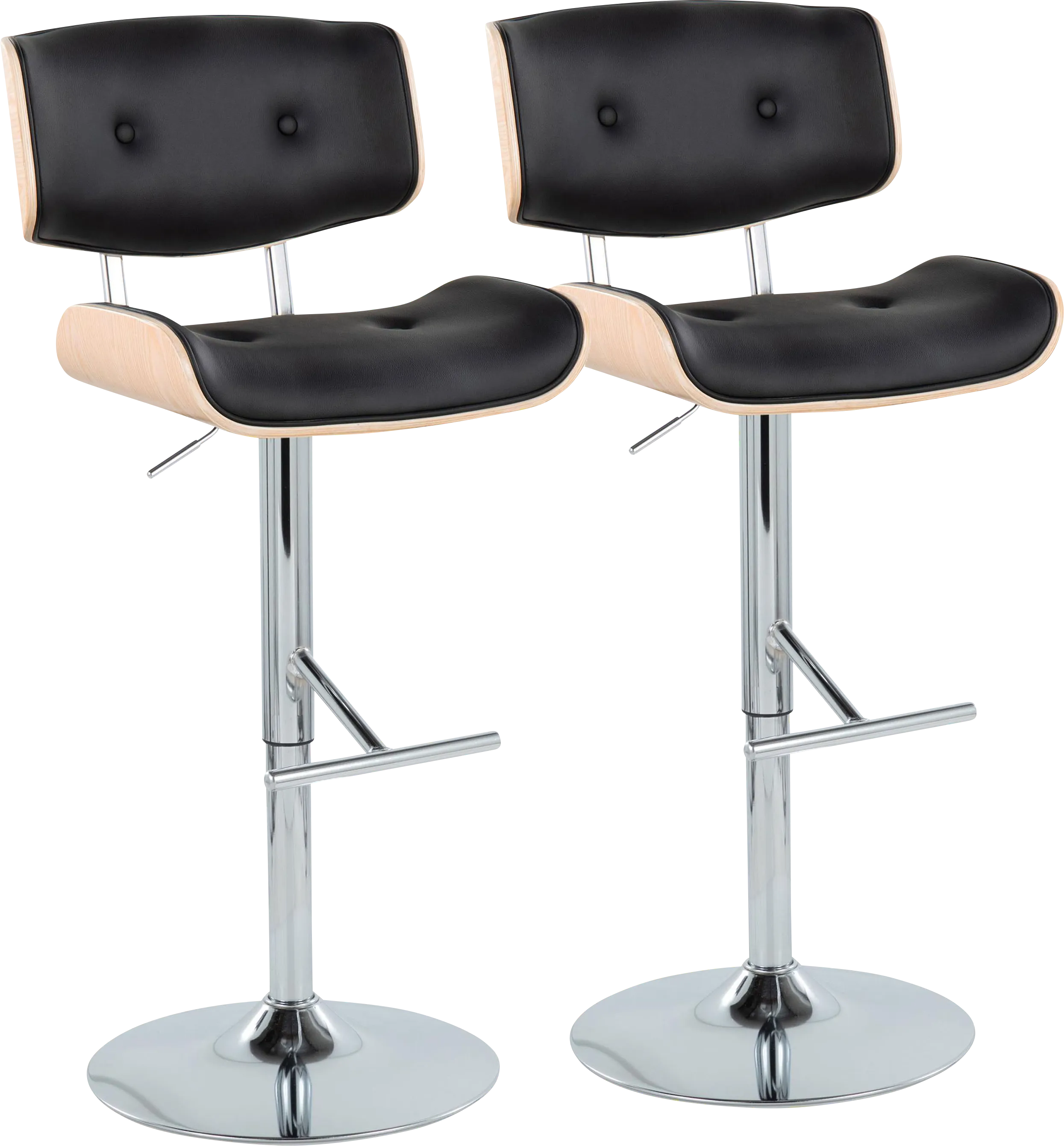 Tesshire III Black Adjustable Barstool, Set of 2 - Thumbnail - Image 1