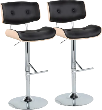 Tesshire III Black Adjustable Barstool, Set of 2