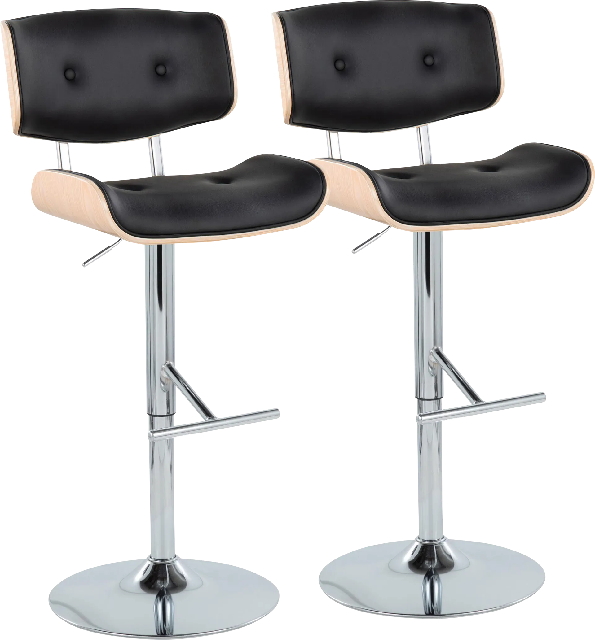 Tesshire III Black Adjustable Barstool, Set of 2 - Image 1