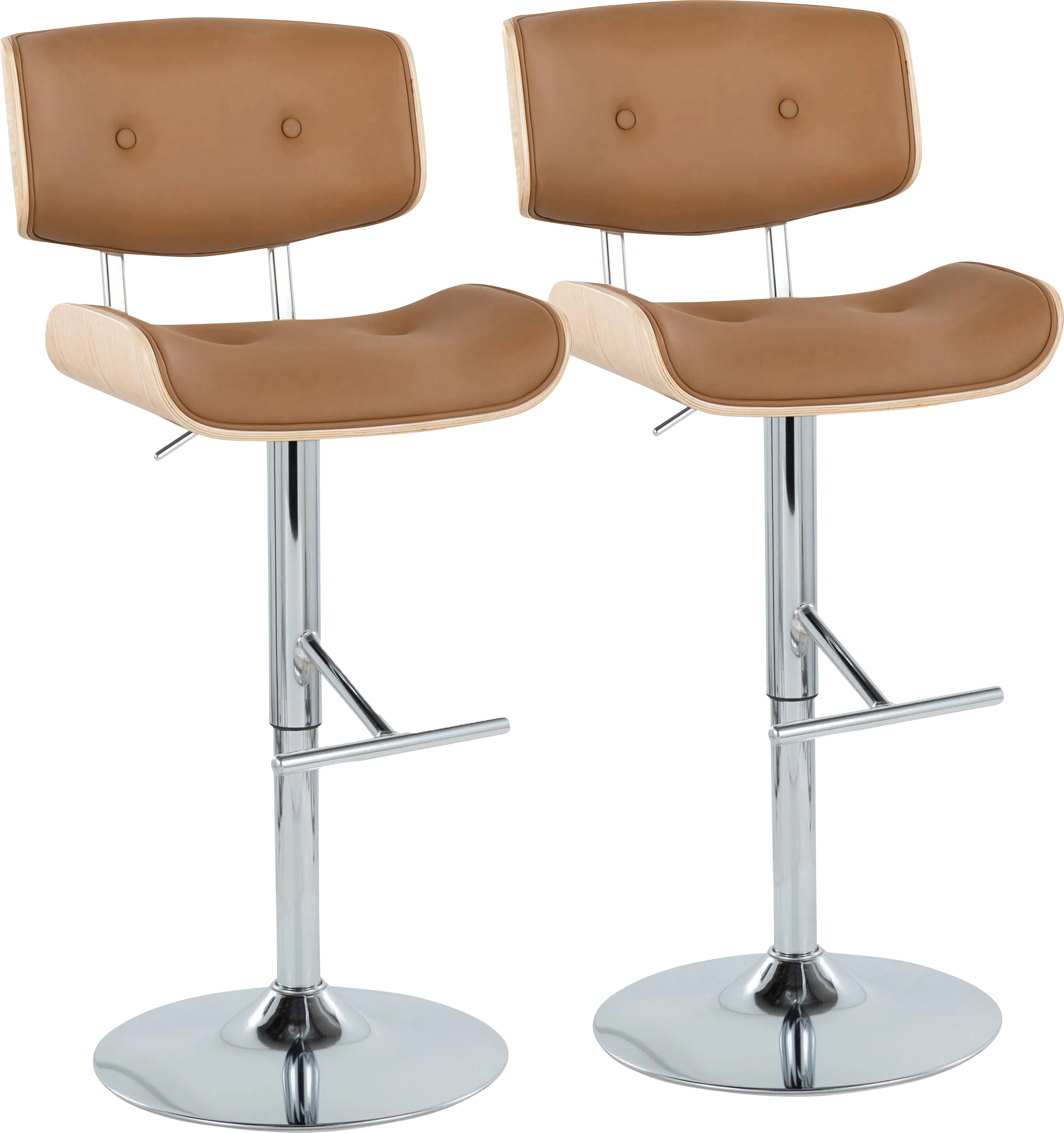 Tesshire III Camel Adjustable Barstool, Set of 2 - Thumbnail - Image 1