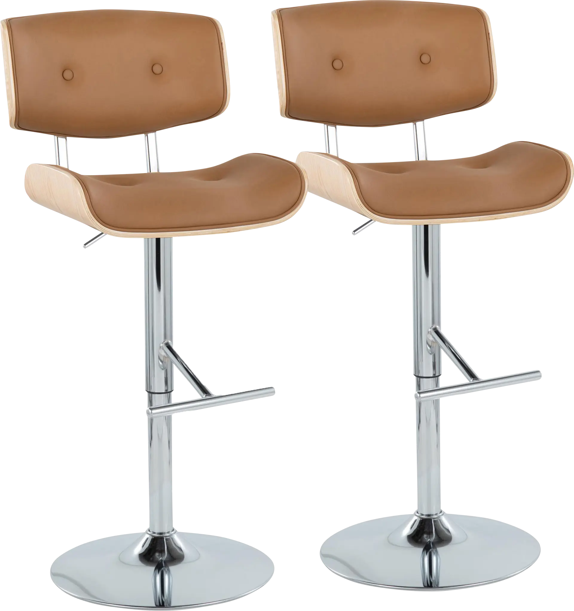 Tesshire III Camel Adjustable Barstool, Set of 2