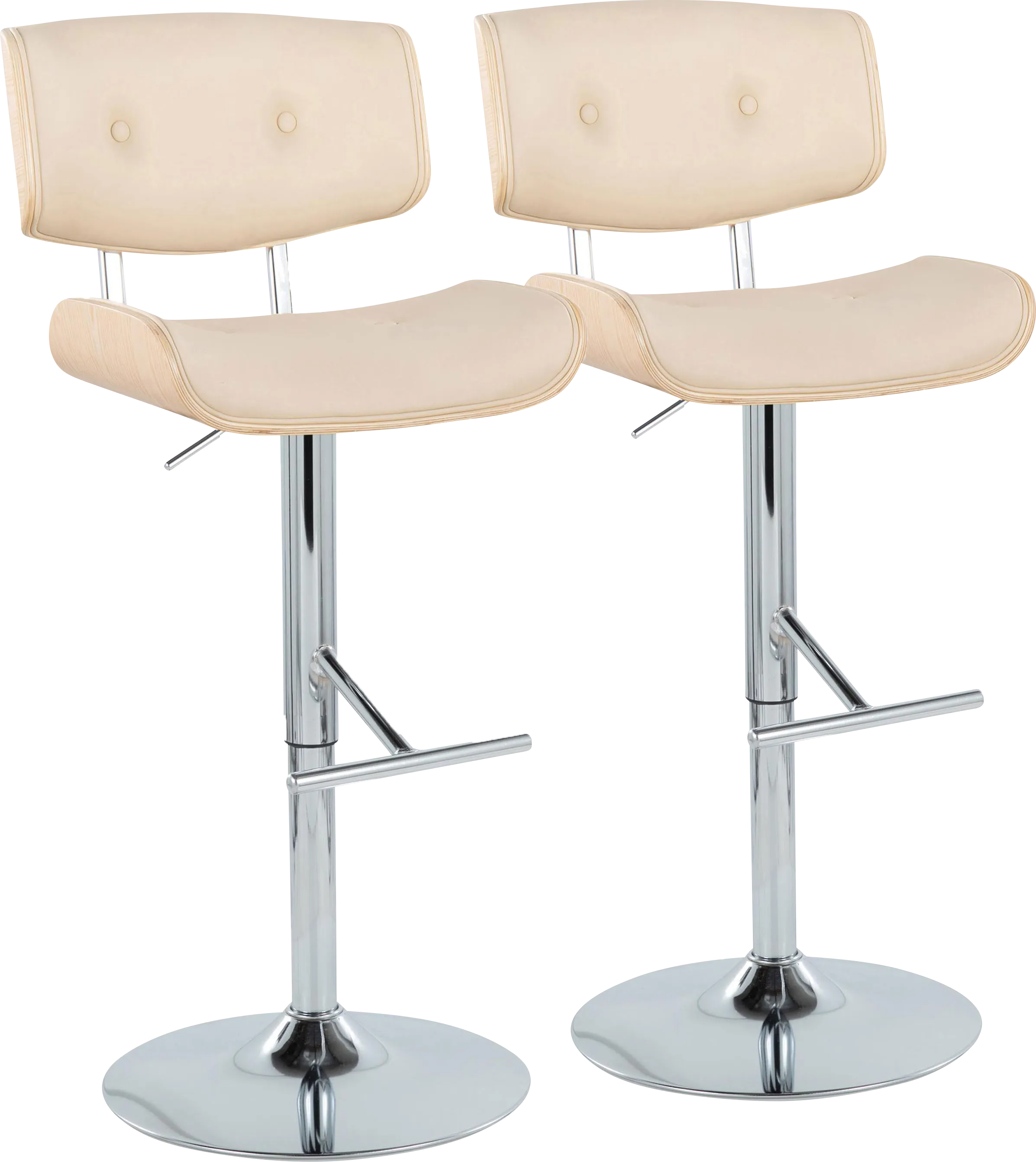 Tesshire III Cream Adjustable Barstool, Set of 2 - Thumbnail - Image 1