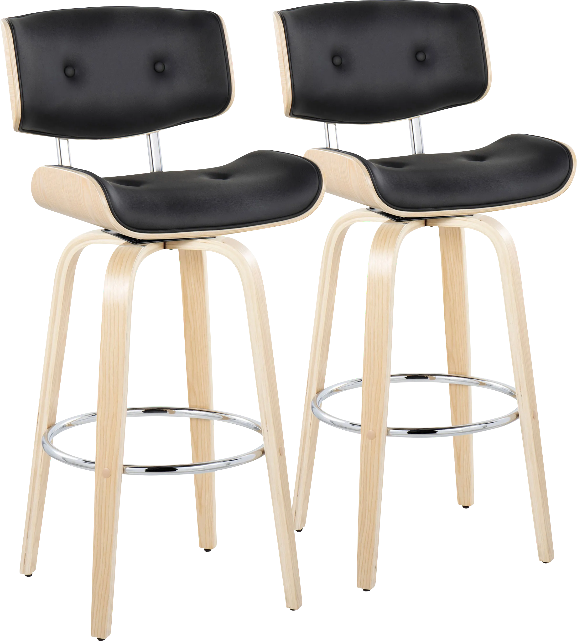 Tesshire IV Black Swivel Barstool, Set of 2 - Thumbnail - Image 1