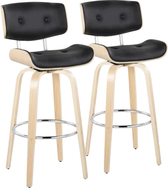 Tesshire IV Black Swivel Barstool, Set of 2