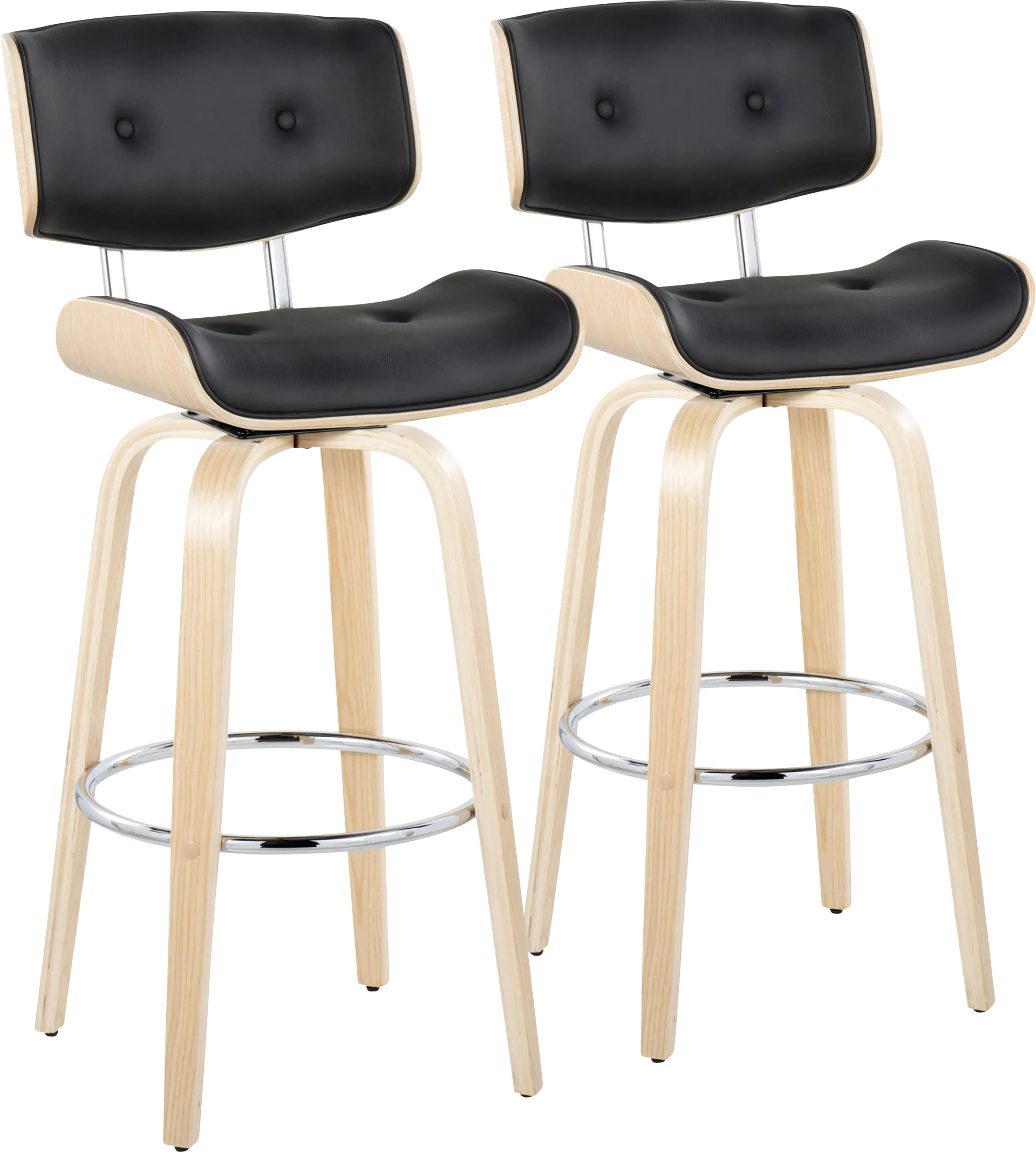 Tesshire IV Black Swivel Barstool, Set of 2 - Image 1