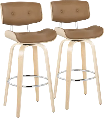 Tesshire IV Camel Swivel Barstool, Set of 2