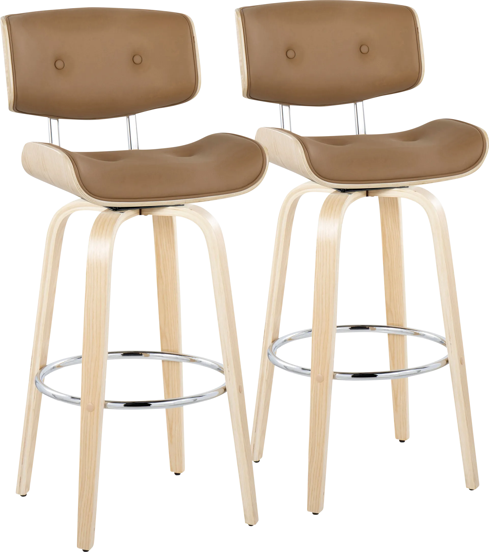 Tesshire IV Camel Swivel Barstool, Set of 2 - Image 1