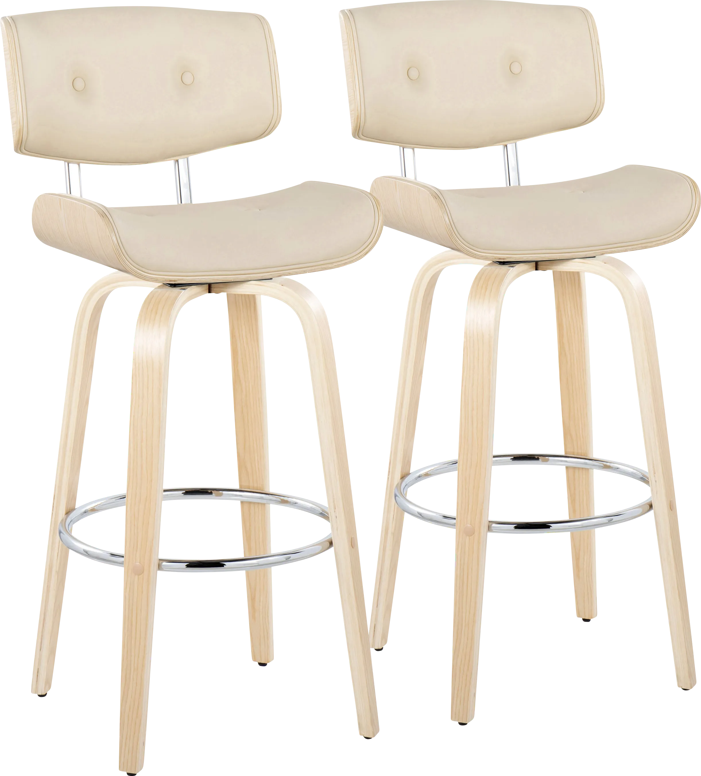 Tesshire IV Cream Swivel Barstool, Set of 2 - Thumbnail - Image 1