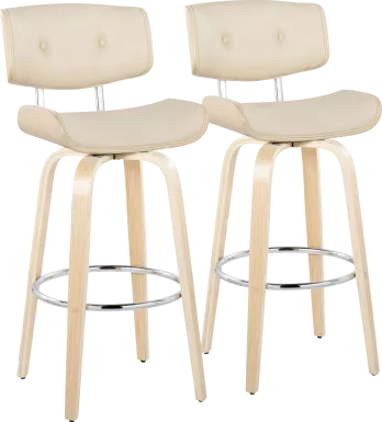 Tesshire IV Cream Swivel Barstool, Set of 2