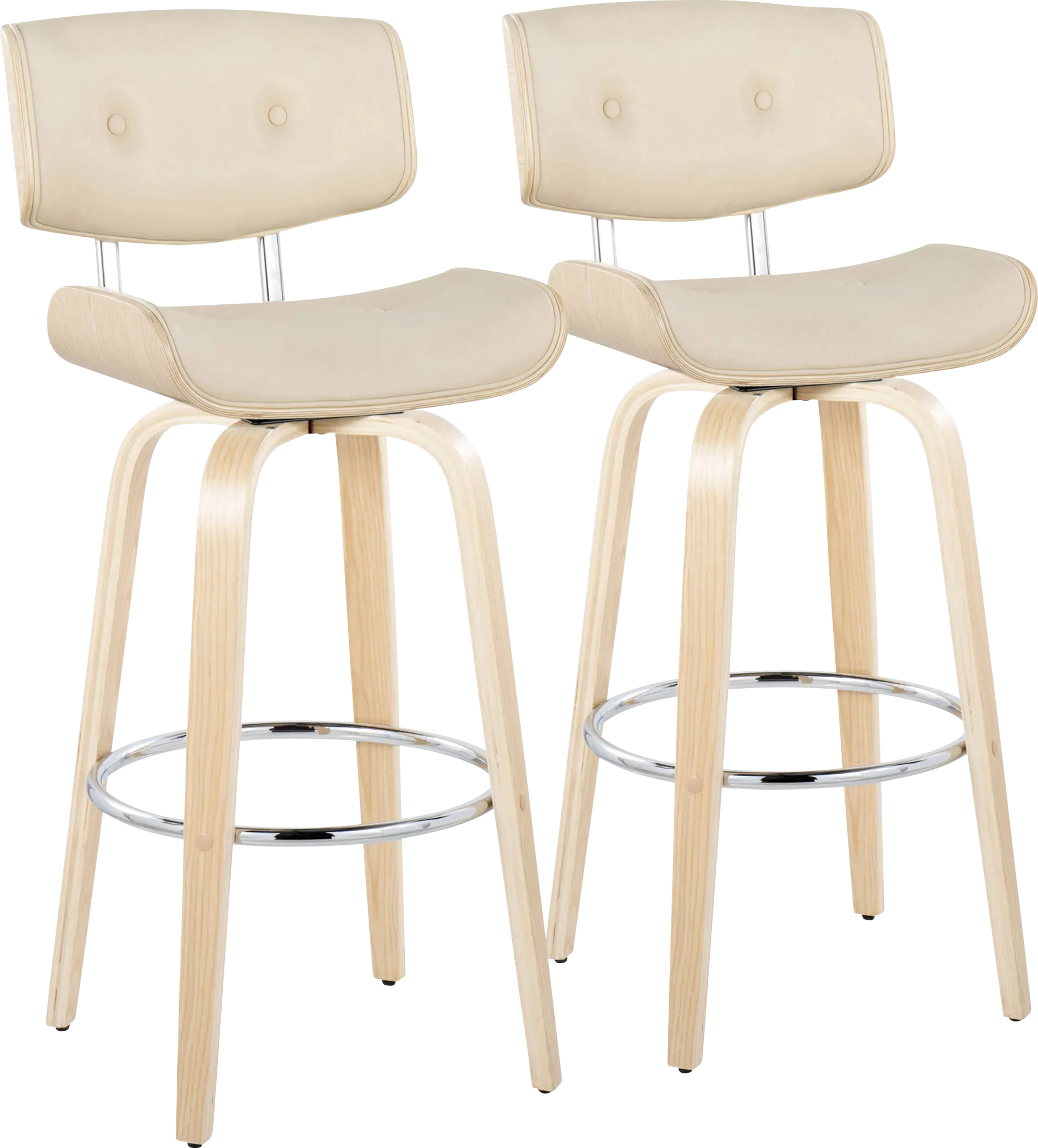 Tesshire IV Cream Swivel Barstool, Set of 2