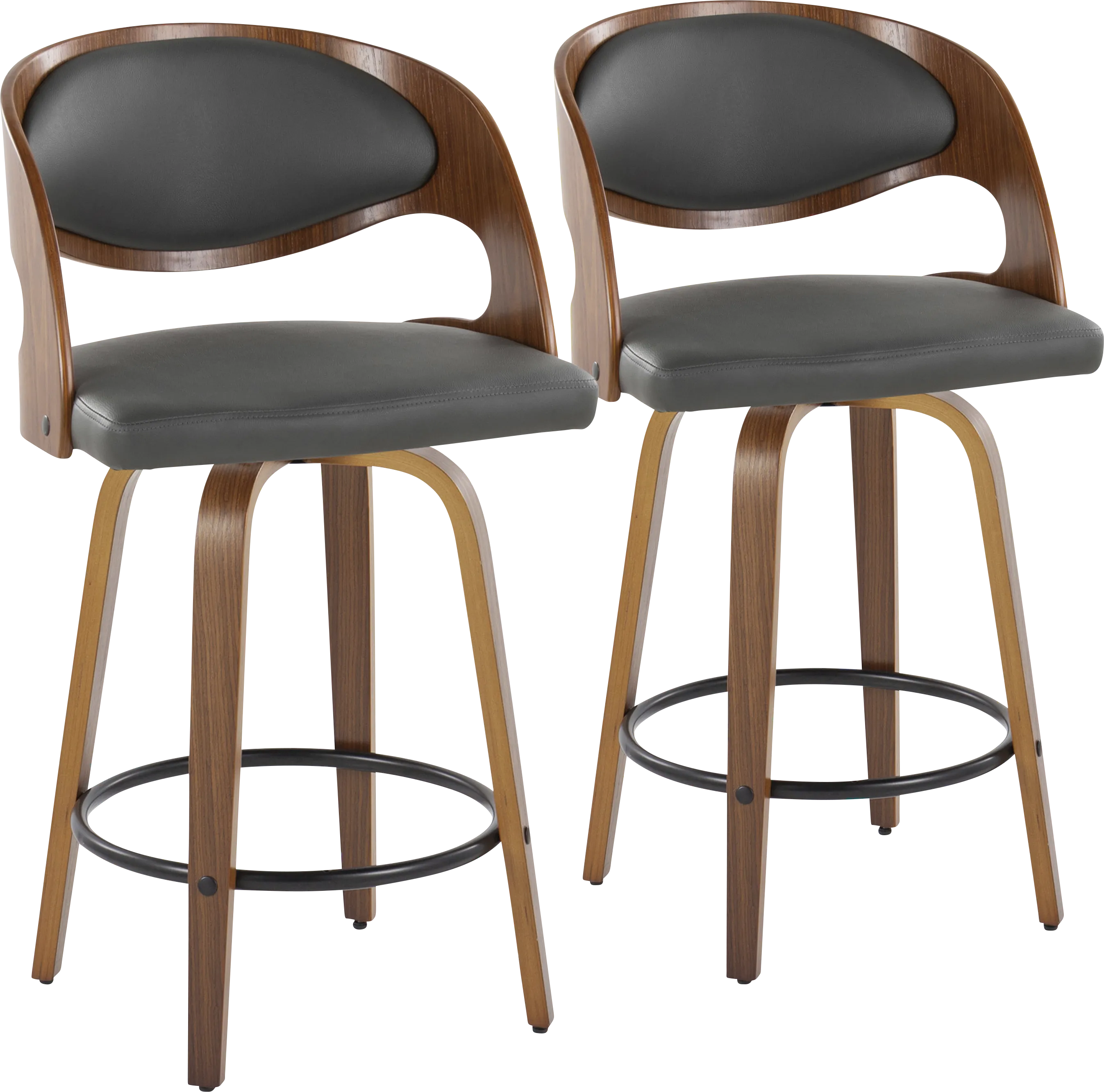Tescord V Charcoal Swivel Counter Height Stool, Set of 2 - Thumbnail - Image 1