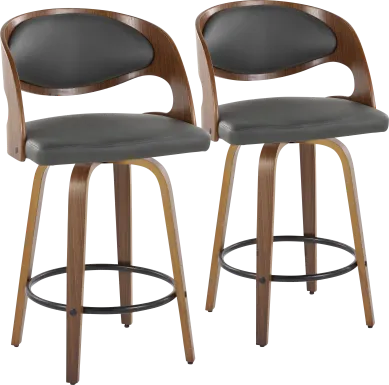 Tescord V Charcoal Swivel Counter Height Stool, Set of 2