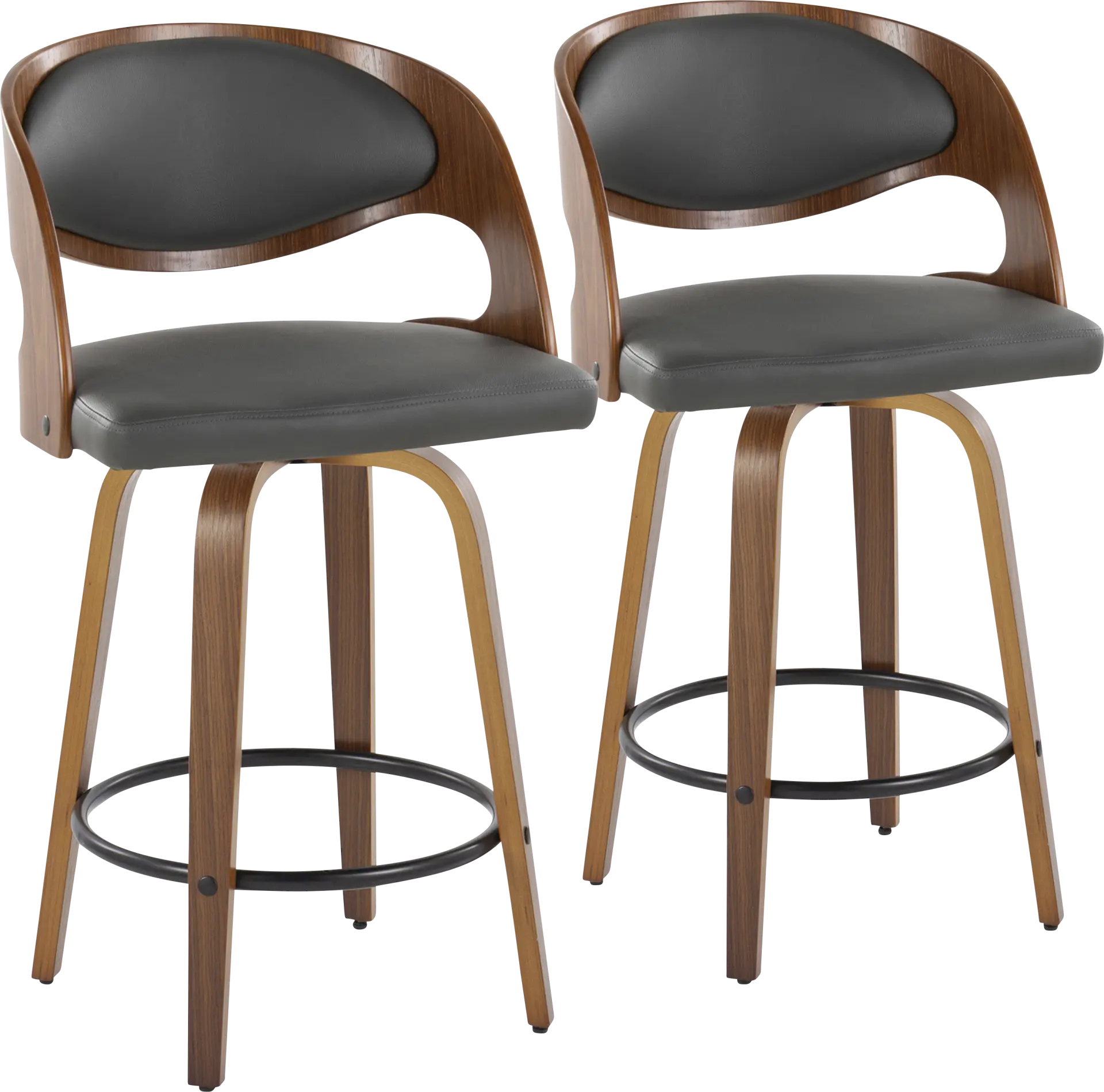 Tescord V Charcoal Swivel Counter Height Stool, Set of 2