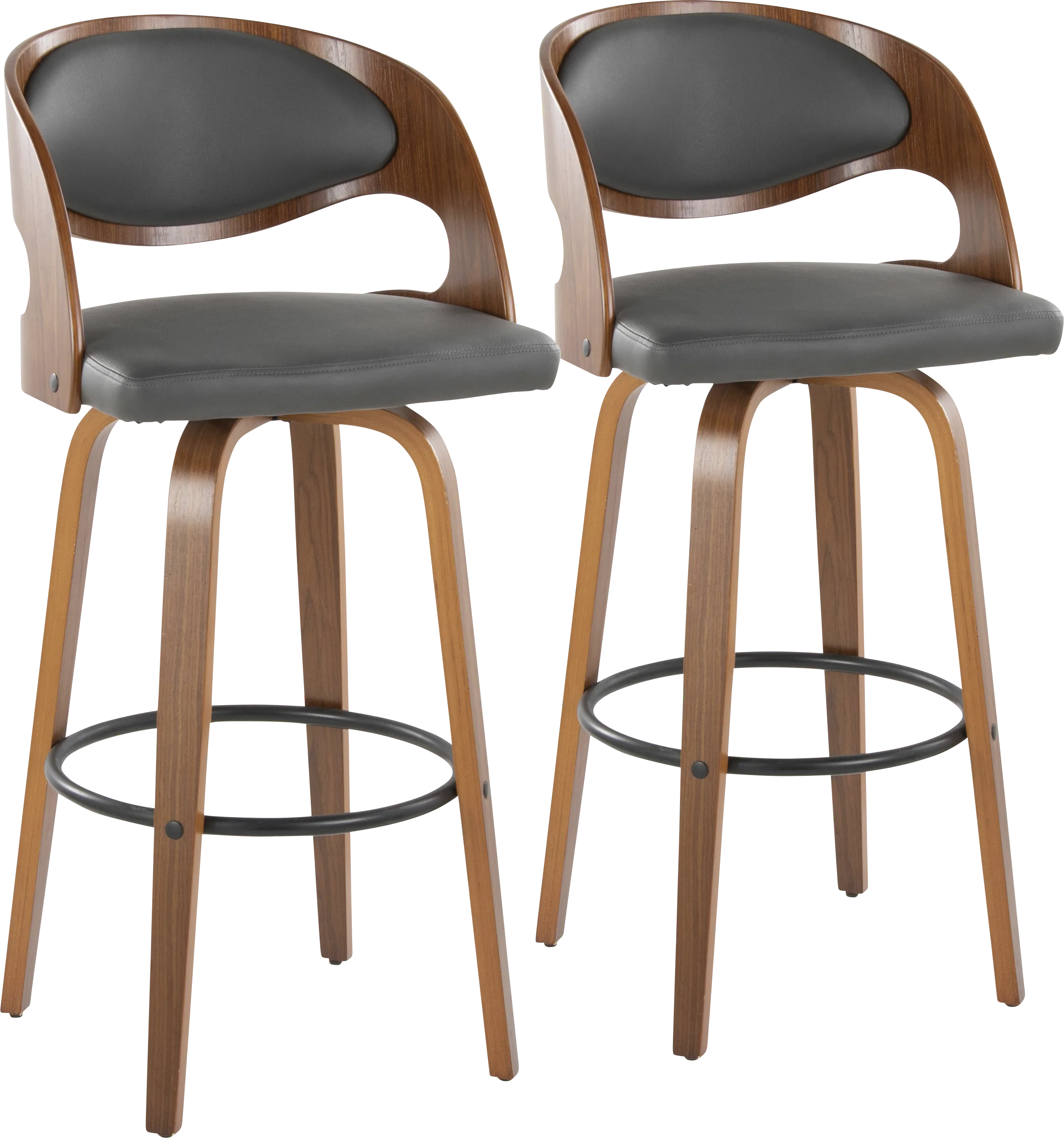 Tescord V Charcoal Swivel Barstool, Set of 2 - Thumbnail - Image 1