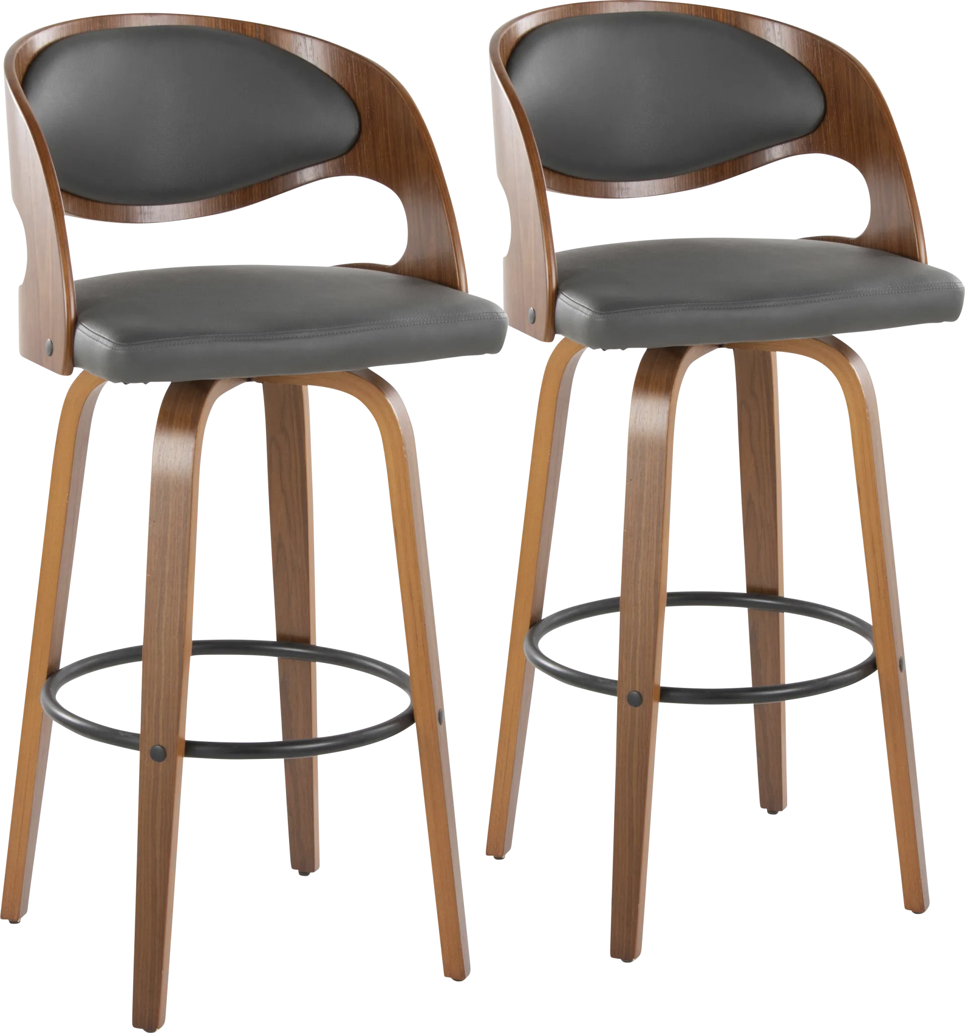 Tescord V Charcoal Swivel Barstool, Set of 2 - Image 1