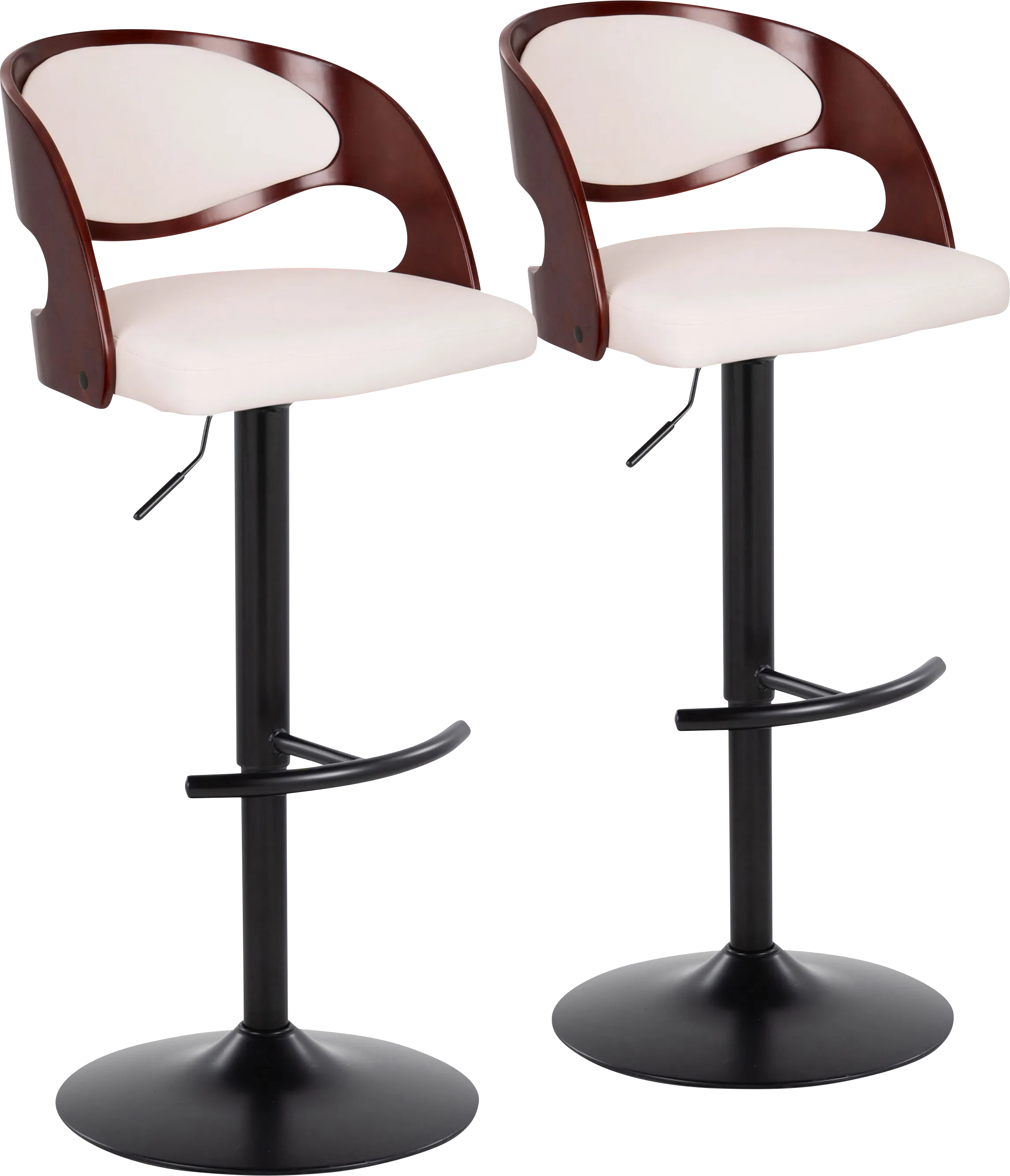Tescord III White Adjustable Barstool, Set of 2 - Thumbnail - Image 1