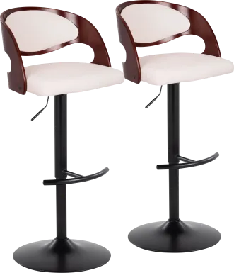 Tescord III White Adjustable Barstool, Set of 2