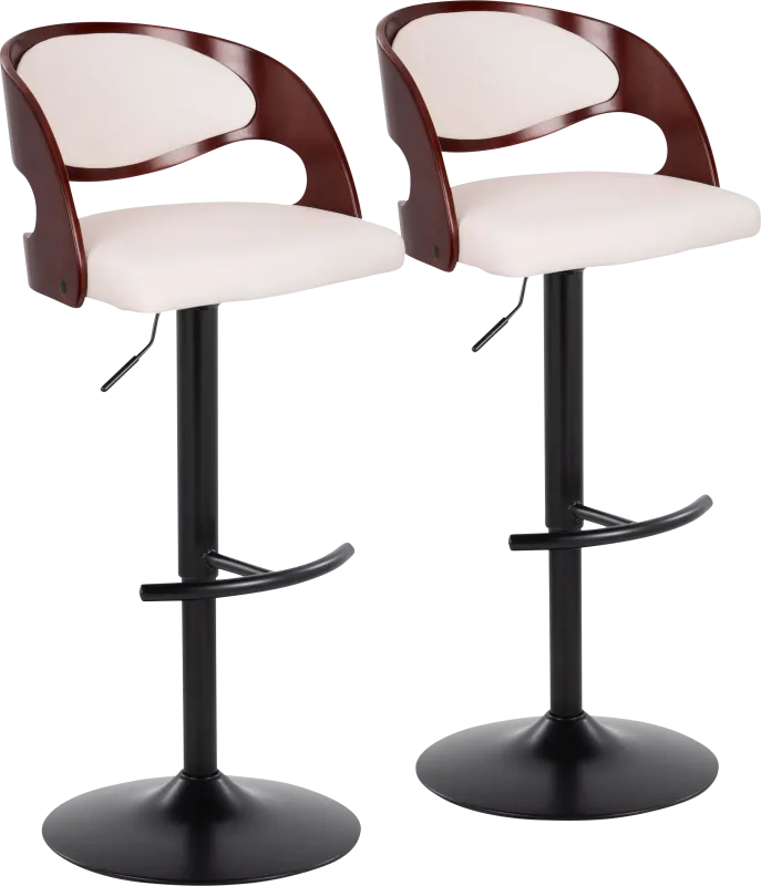 Tescord III White Adjustable Barstool, Set of 2
