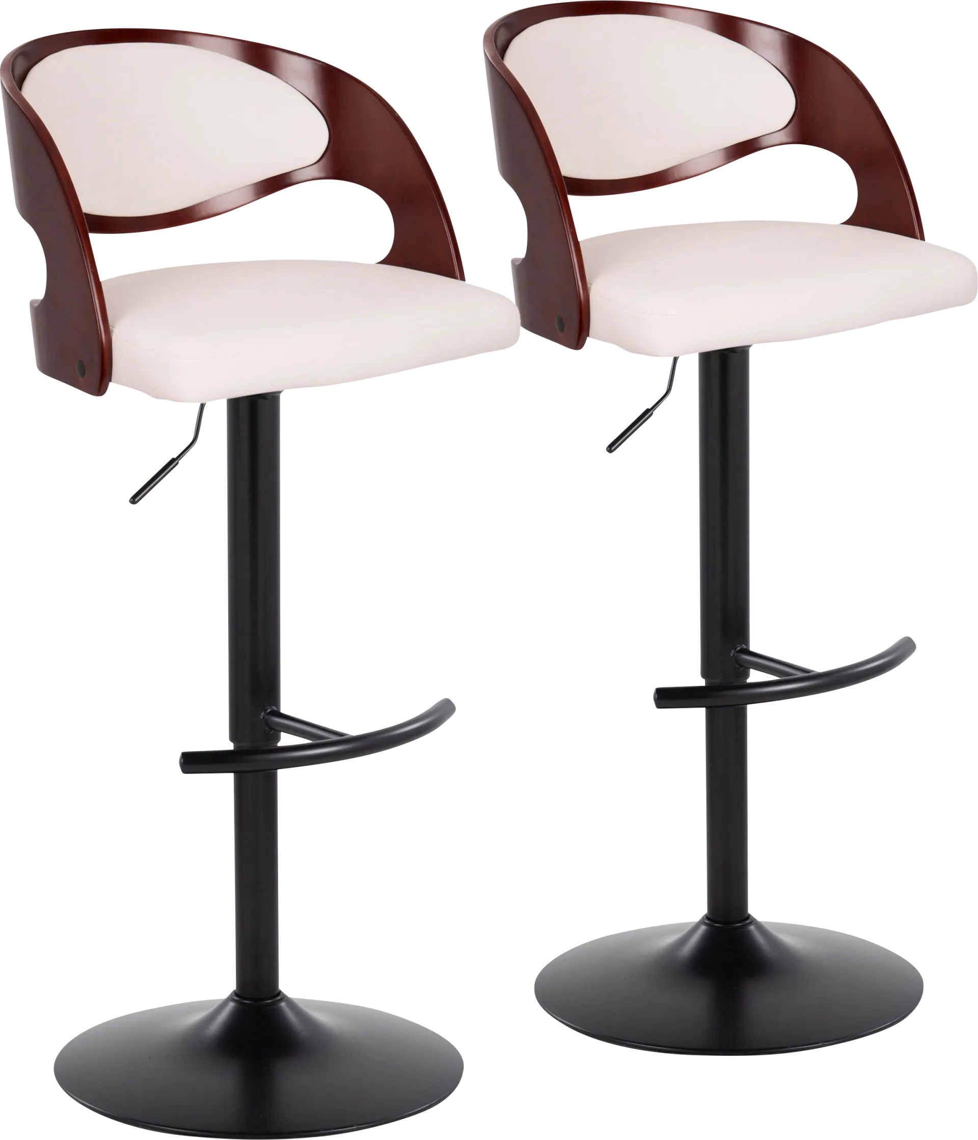 Tescord III White Adjustable Barstool, Set of 2 - Image 1