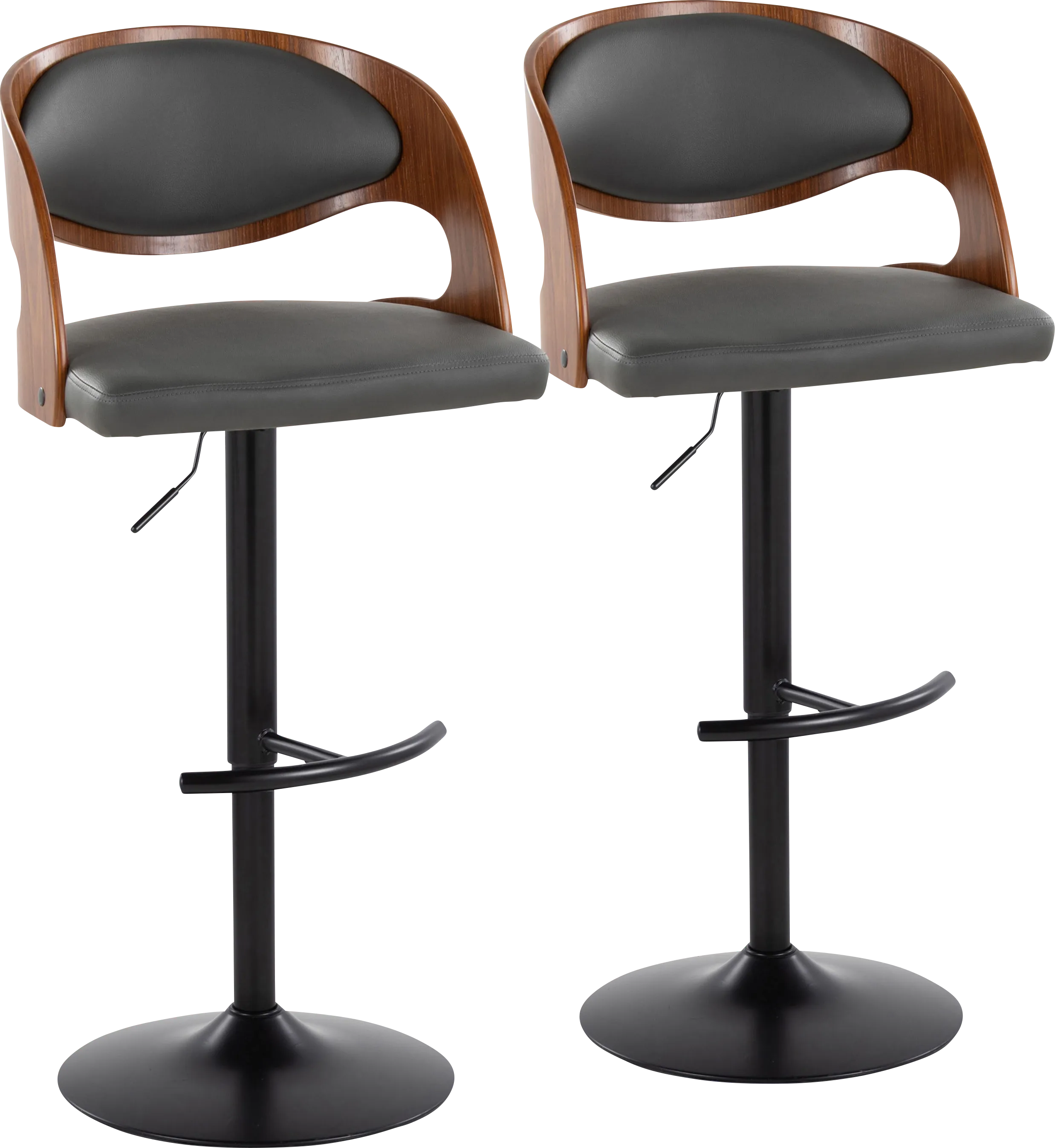 Tescord III Charcoal Adjustable Barstool, Set of 2 - Thumbnail - Image 1