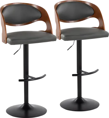 Tescord III Charcoal Adjustable Barstool, Set of 2