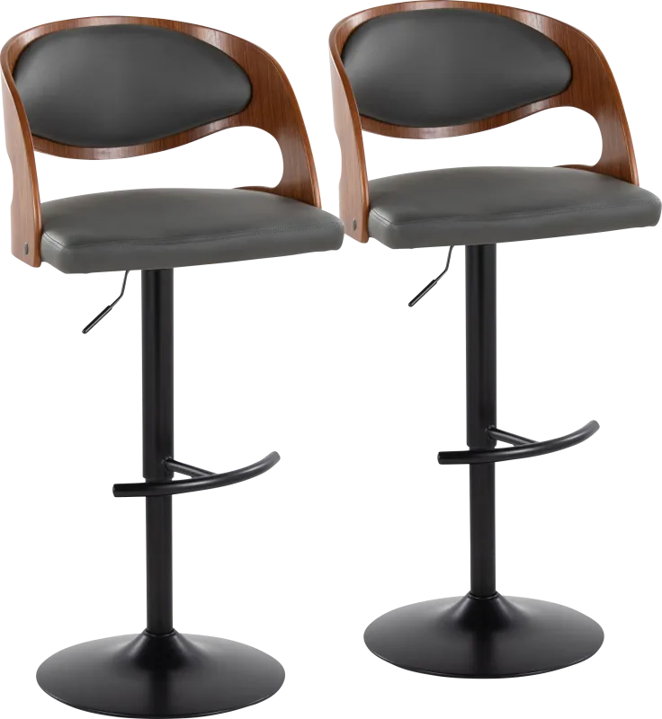 Tescord III Charcoal Adjustable Barstool, Set of 2