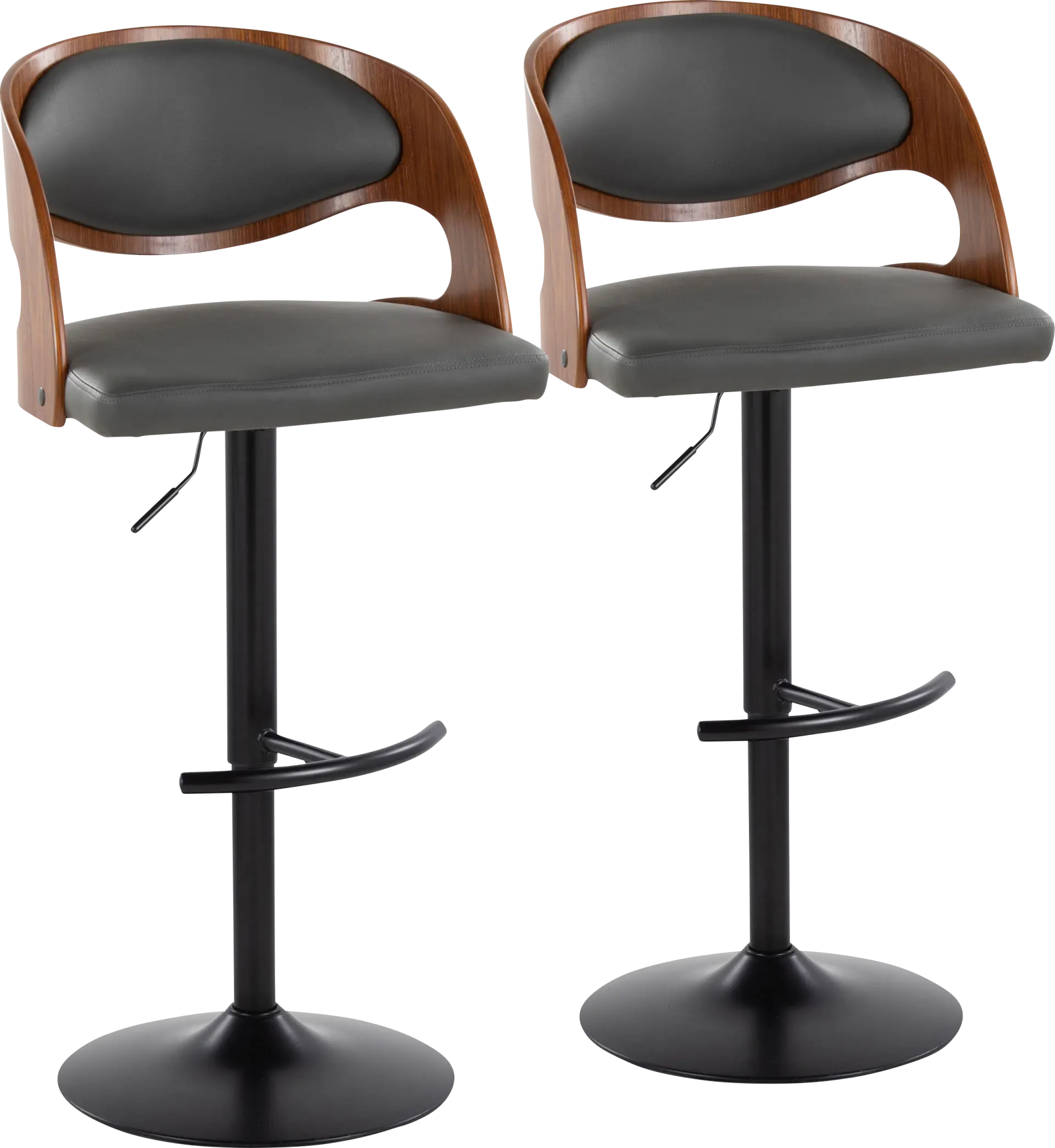 Tescord III Charcoal Adjustable Barstool, Set of 2