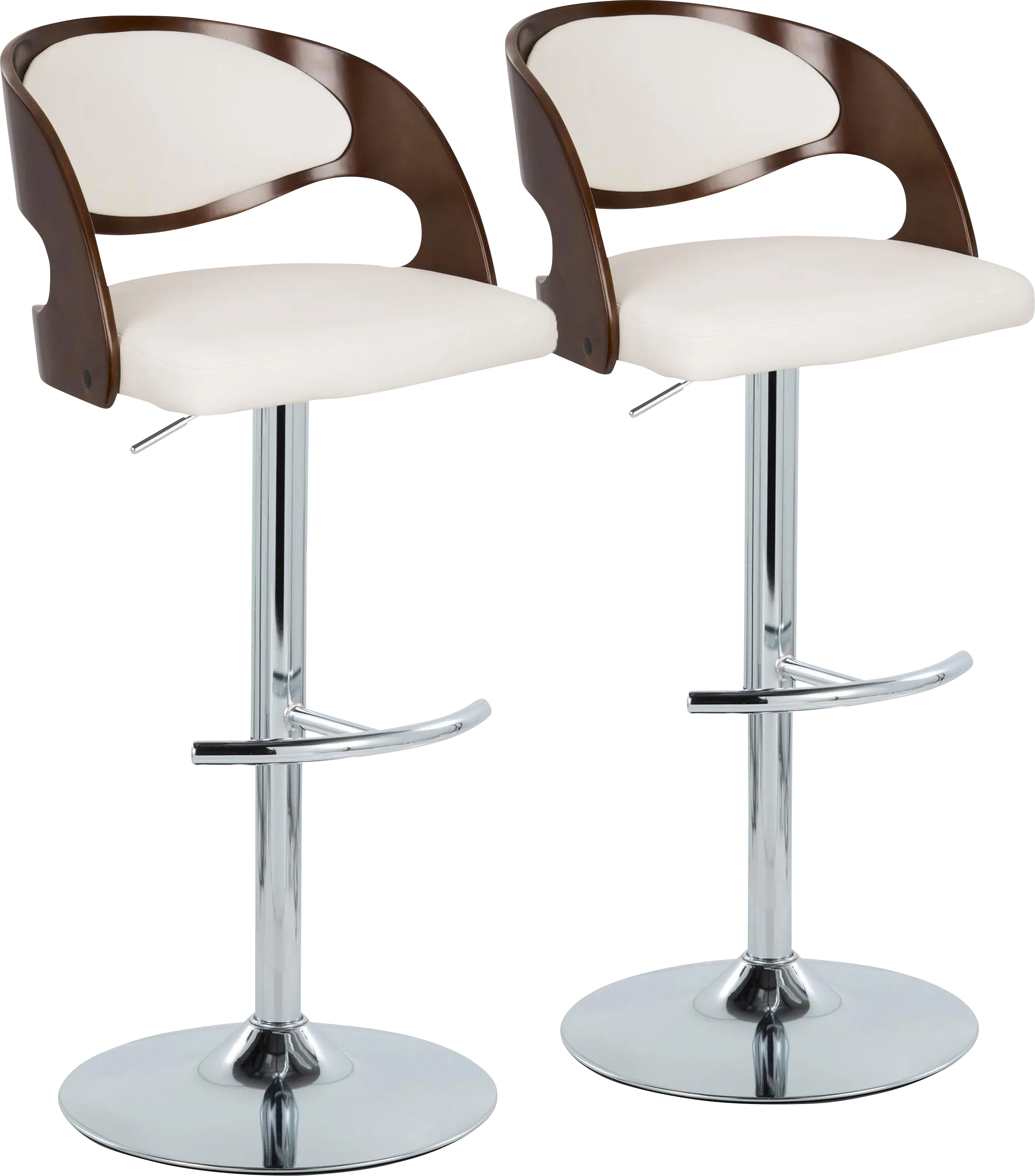 Tescord IV White Adjustable Barstool, Set of 2 - Thumbnail - Image 1