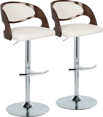 Tescord IV White Adjustable Barstool, Set of 2