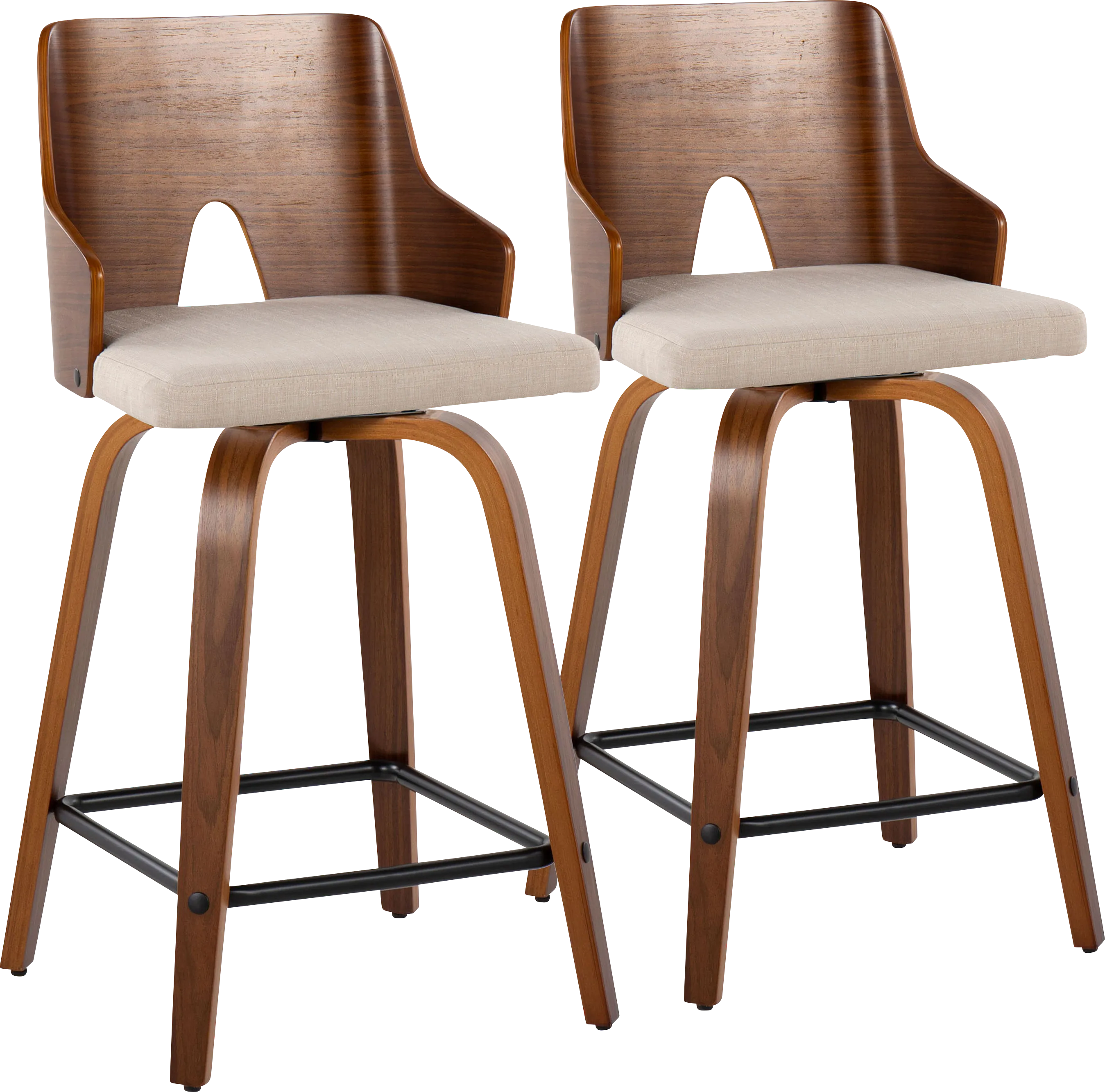 Zennia V Beige Counter Height Stool, Set of 2 - Thumbnail - Image 1