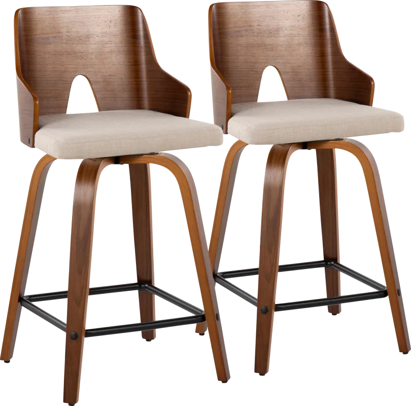 Zennia V Beige Counter Height Stool, Set of 2