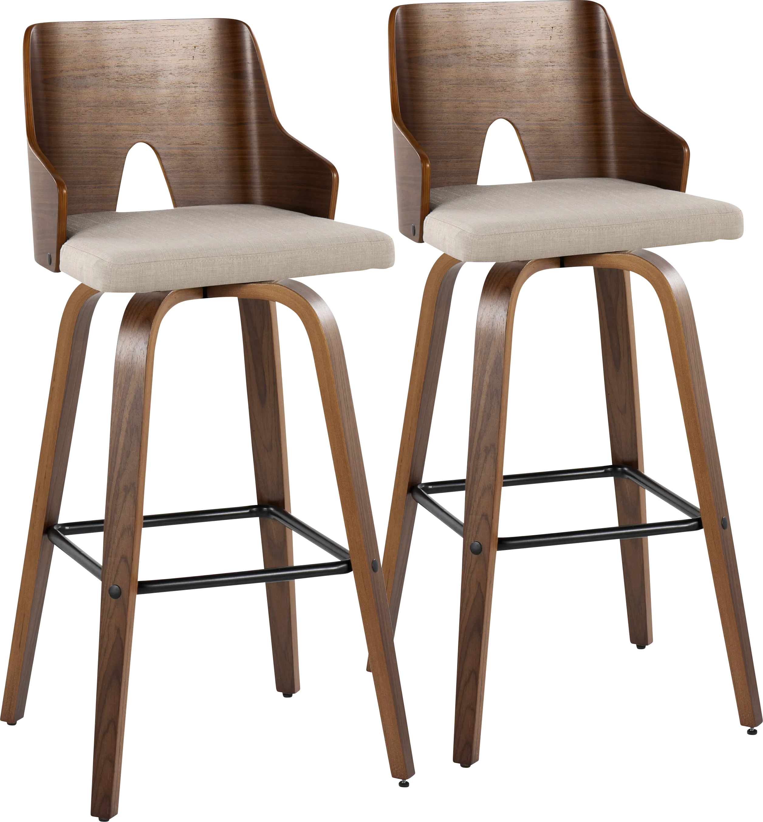 Zennia V Beige Barstool, Set of 2 - Thumbnail - Image 1