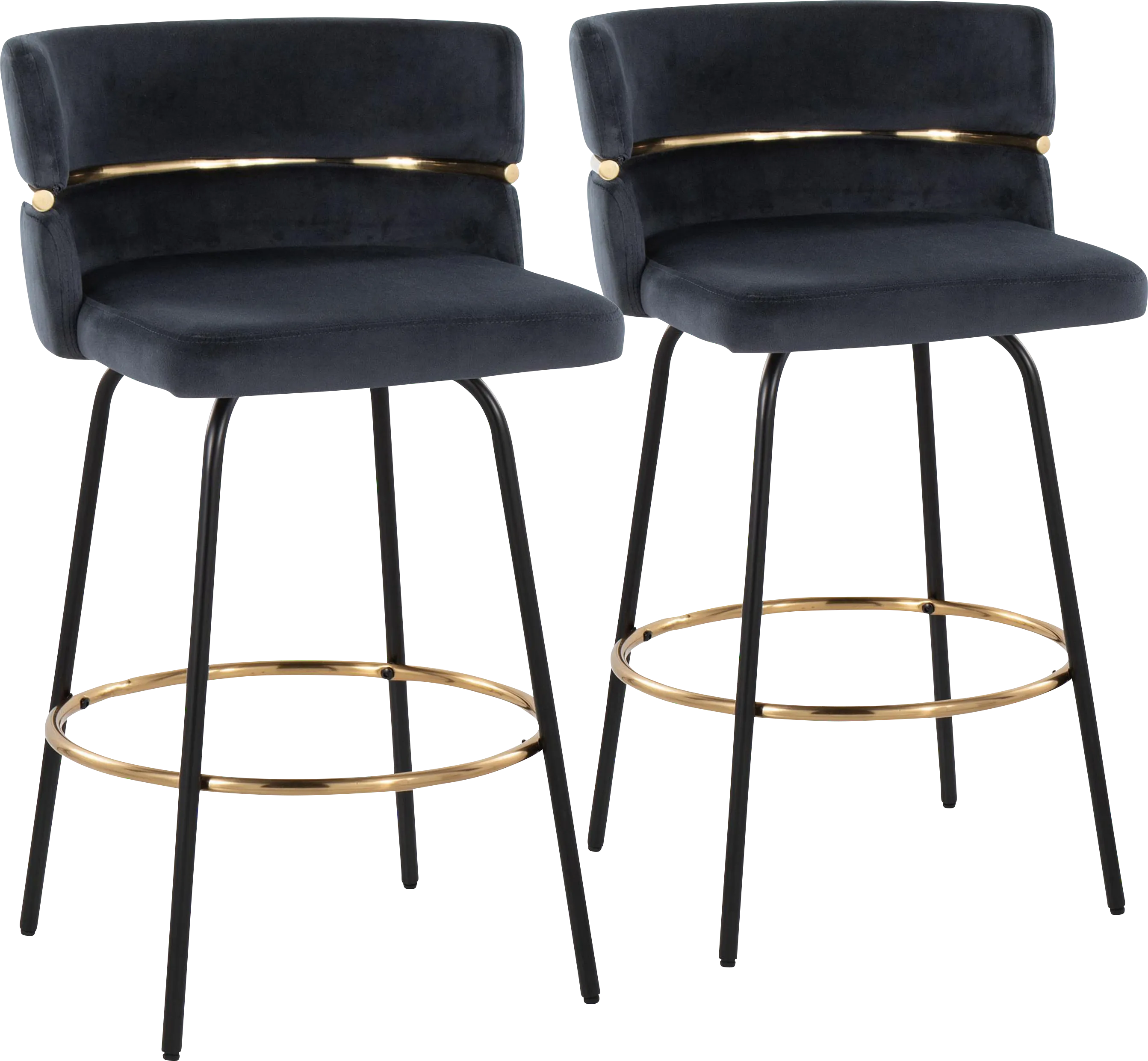 Percivale V Black Swivel Barstool, Set of 2 - Thumbnail - Image 1