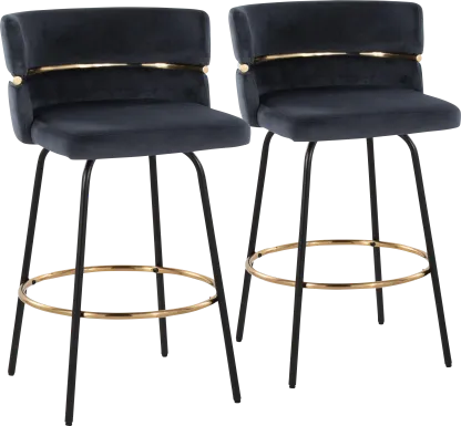 Percivale V Black Swivel Barstool, Set of 2