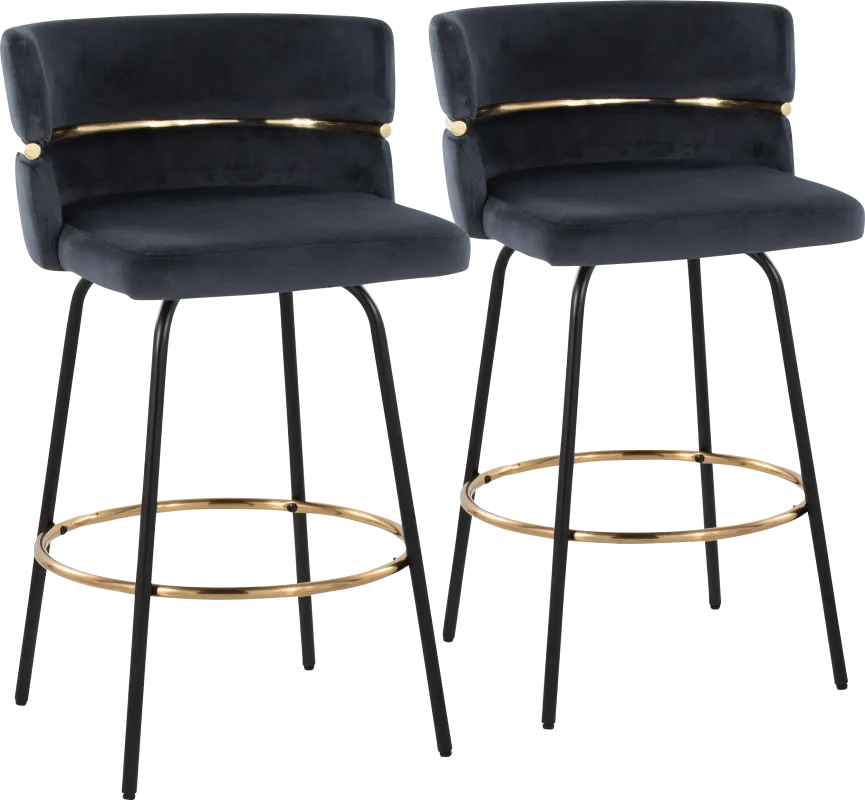 Percivale V Black Swivel Barstool, Set of 2