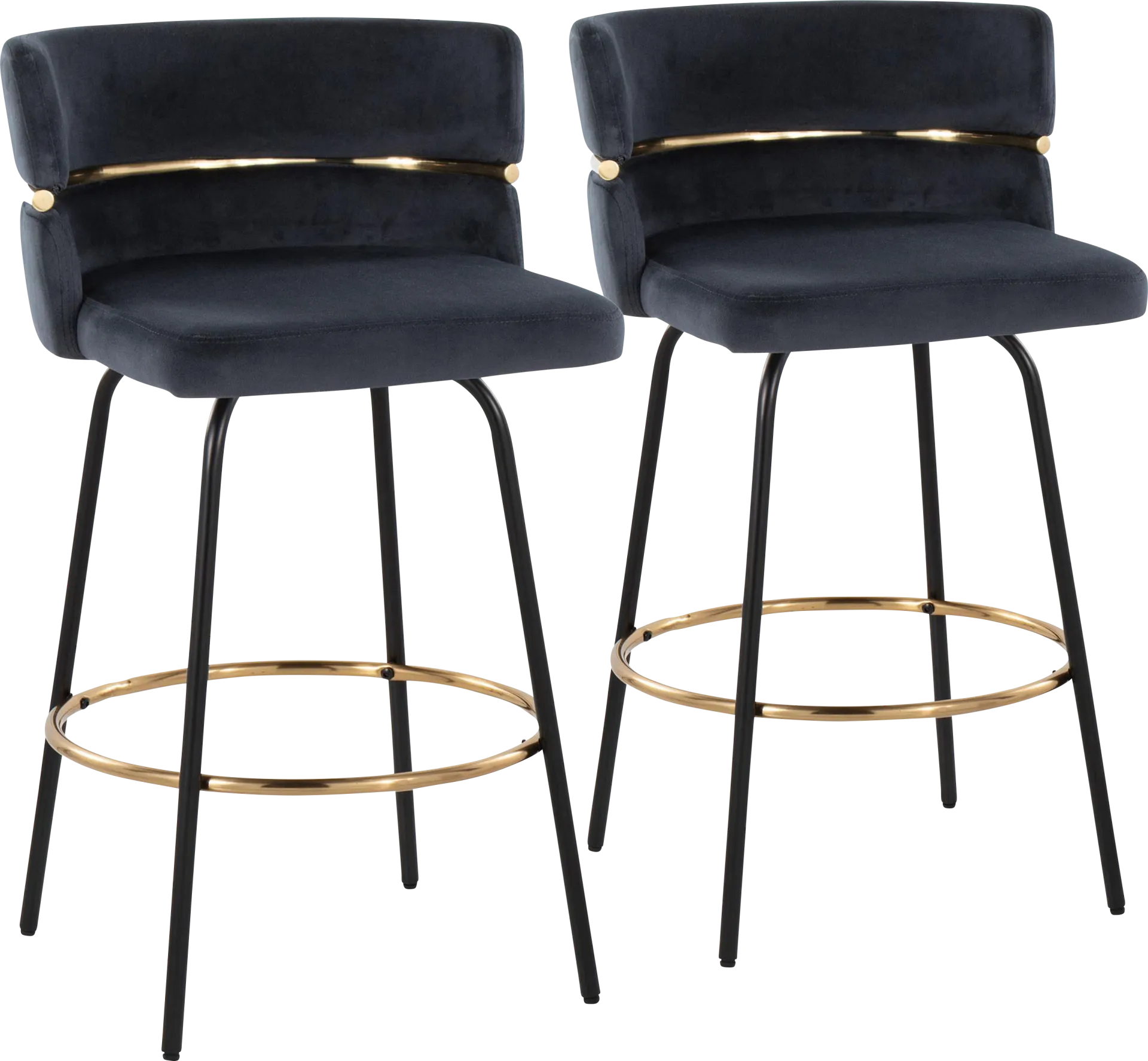 Percivale V Black Swivel Barstool, Set of 2 - Image 1