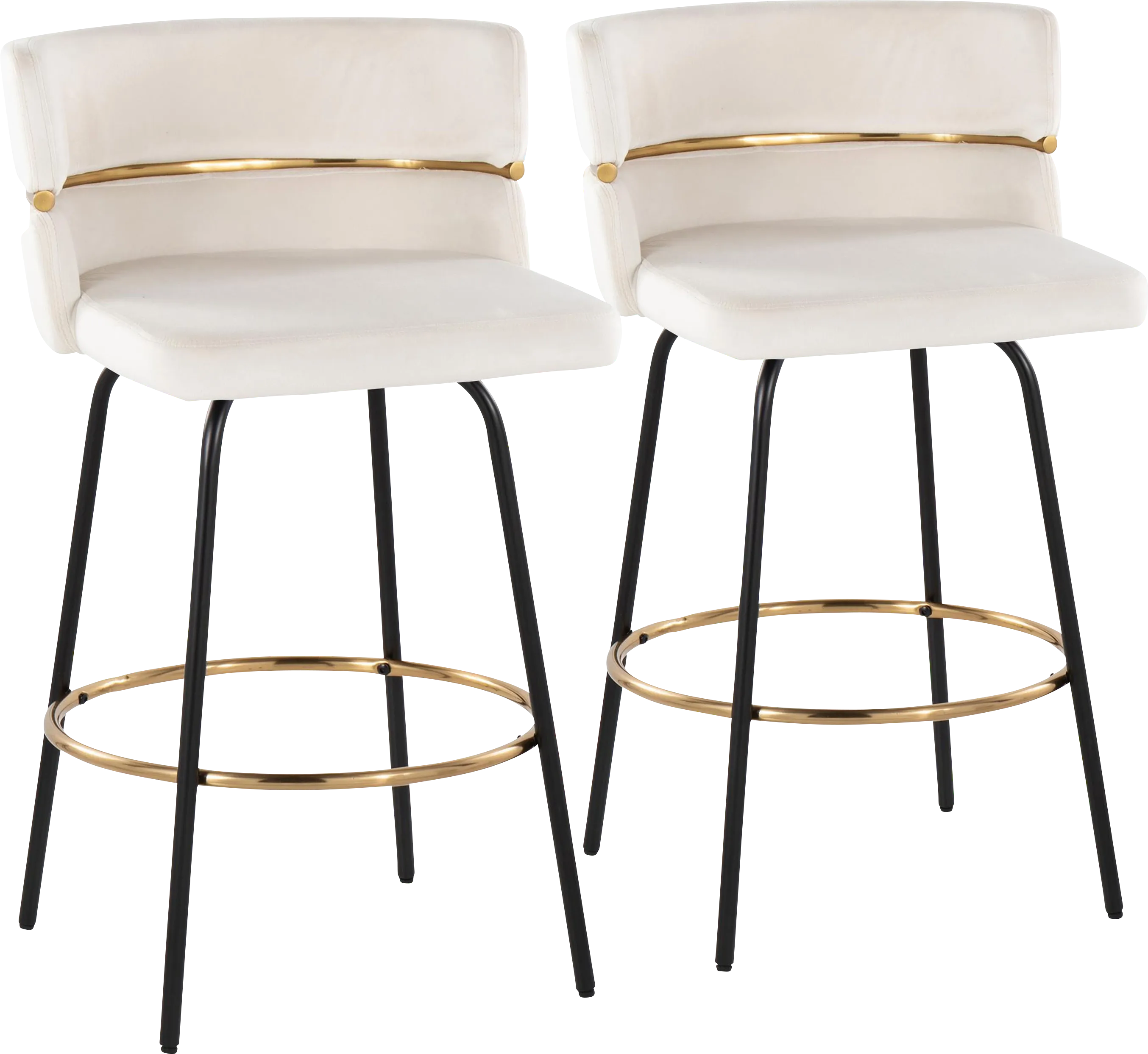 Percivale V Cream Swivel Barstool, Set of 2 - Thumbnail - Image 1