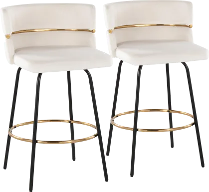 Percivale V Cream Swivel Barstool, Set of 2