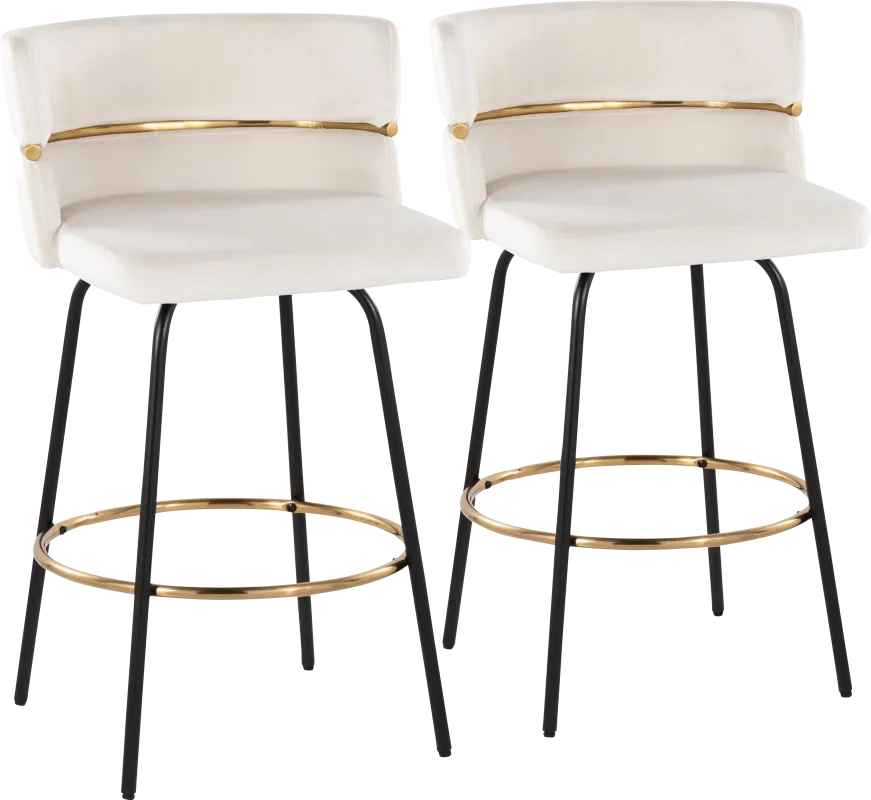 Percivale V Cream Swivel Barstool, Set of 2