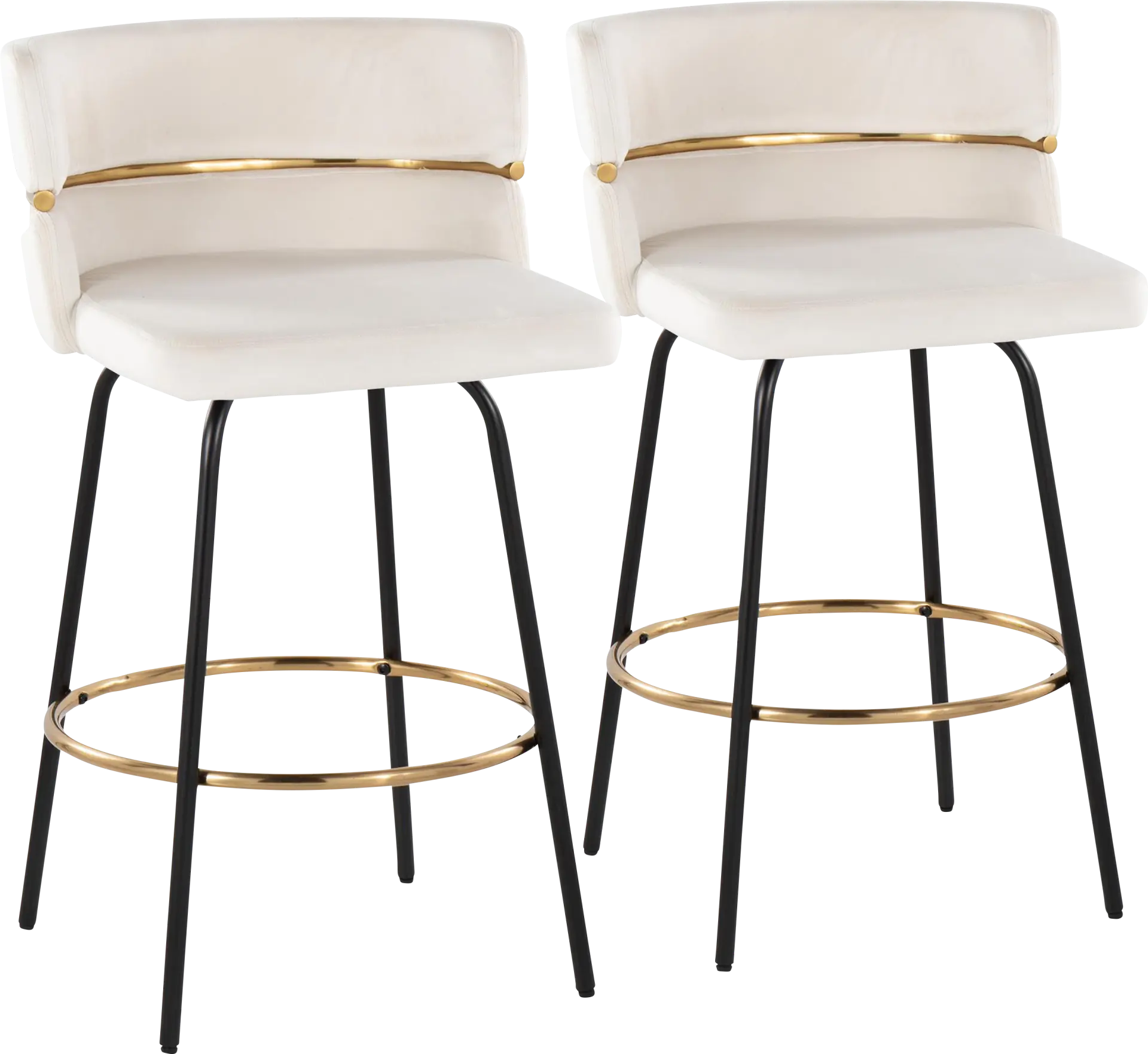 Percivale V Cream Swivel Barstool, Set of 2